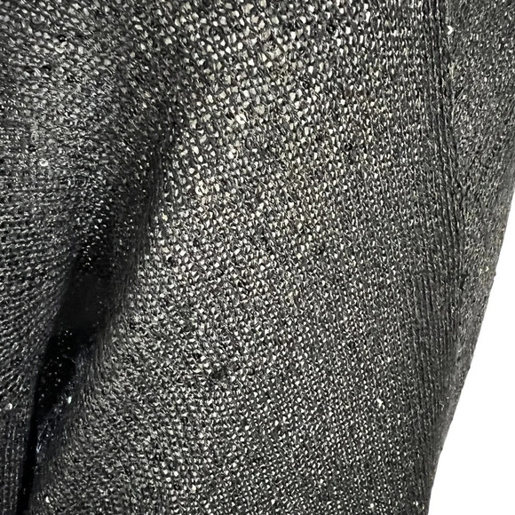 Guess Sheer Sequin Knit Black Sweater Size Medium Long Sleeves Pullover Neutral - Picture 8 of 10